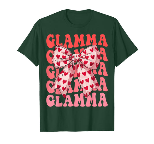 Coquette Bow Glamma Name Aesthetic Women Mothers Day Design T-Shirt