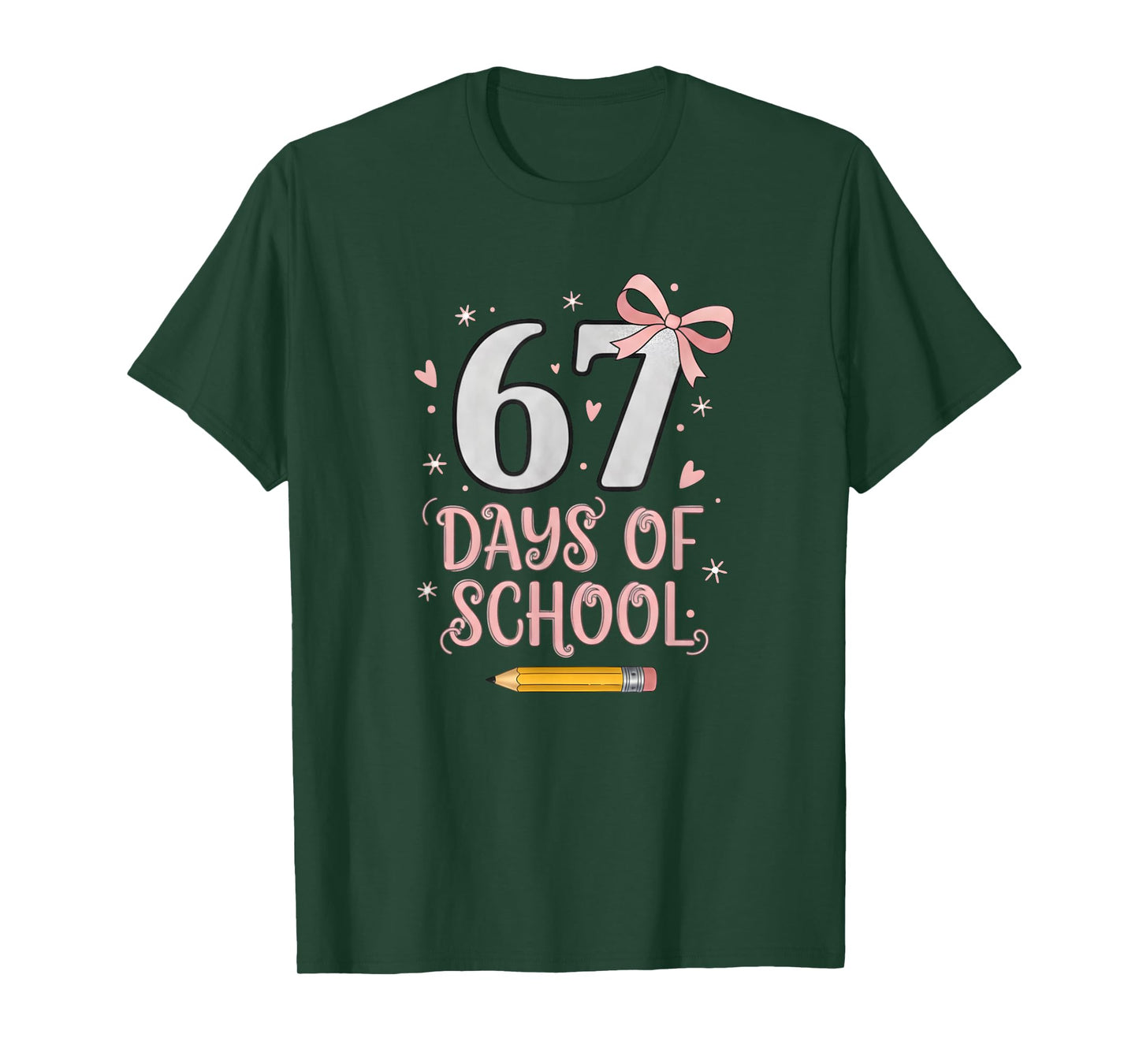 67 Days of School Retro Bow Kids Teachers 67 Meme Humor 6 7 T-Shirt