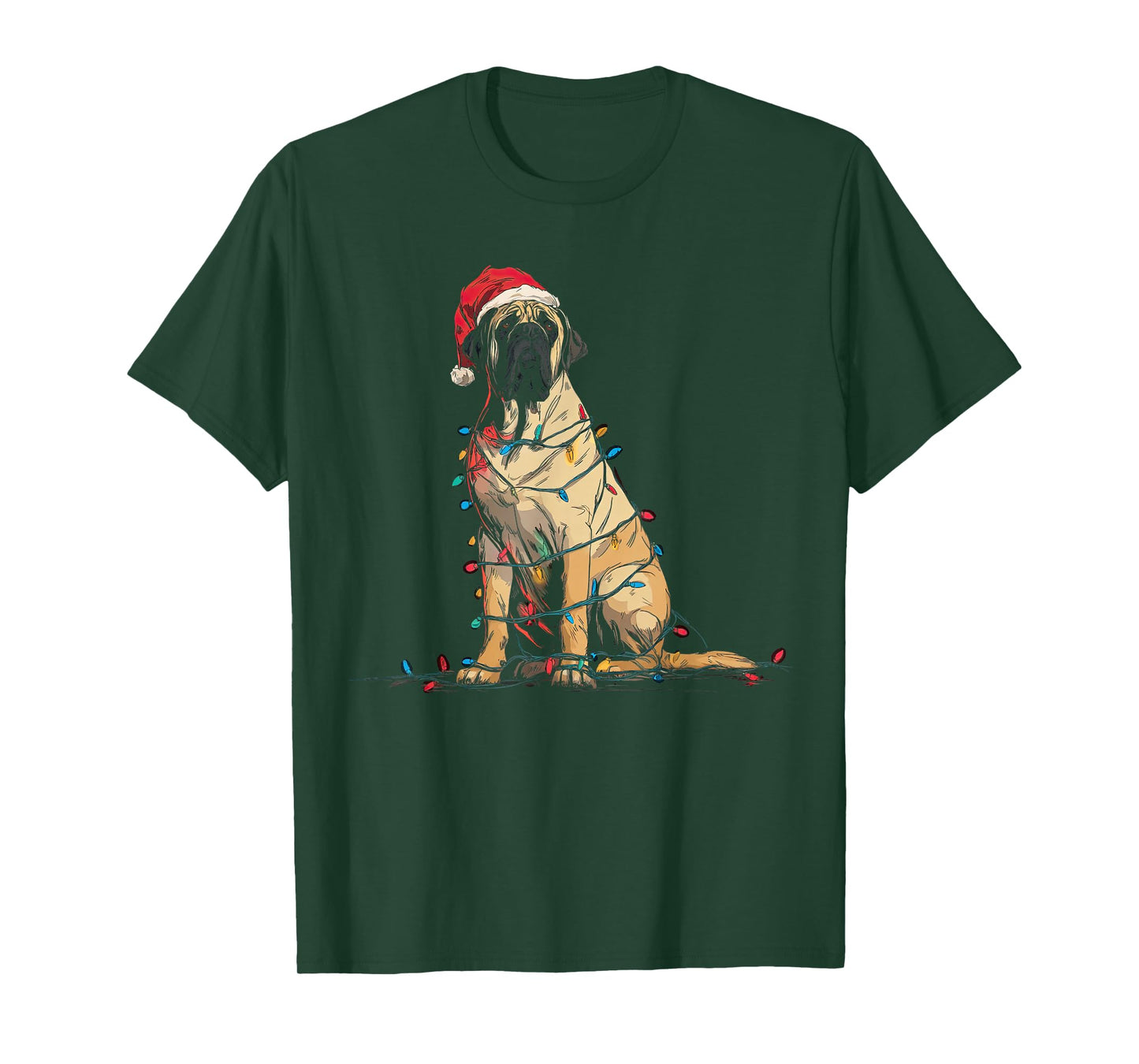 Funny English Mastiff Christmas Graphics Dog Lights Lover T-Shirt