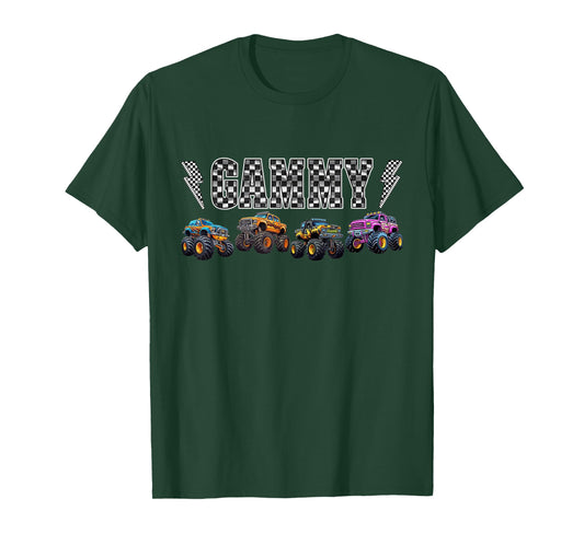 Gammy Retro Monster Truck Family Crew Birthday Matching T-Shirt