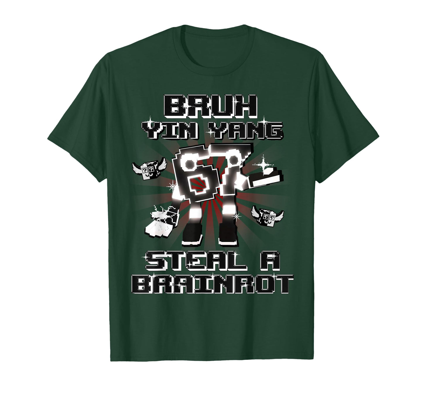 Bruh Yin Yang 67 Six Seven 6-7 Funny Brainrot for Boys Kids T-Shirt