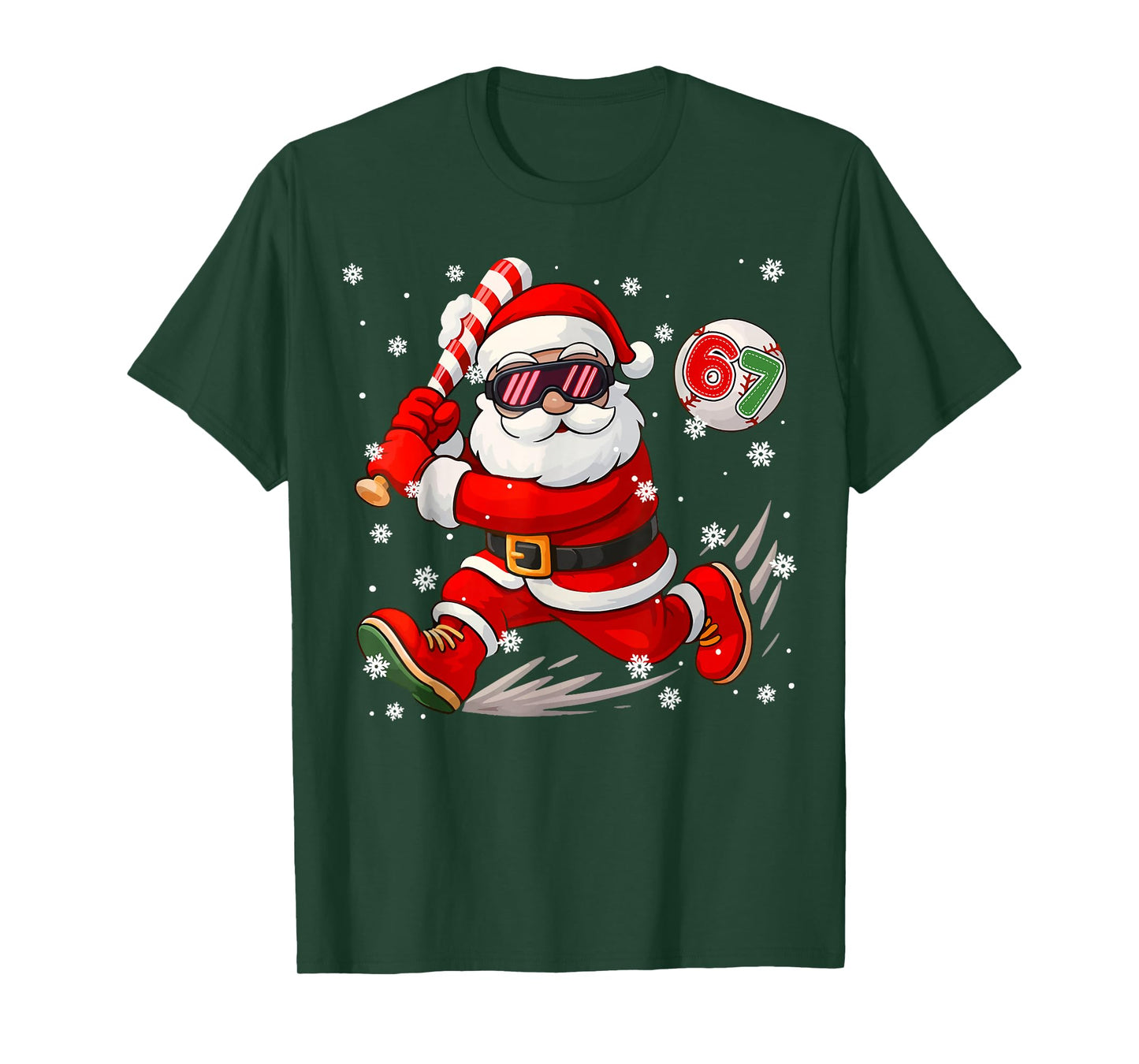 Funny Baseball Santa 67 Christmas Xmas Sports Pajamas Boys T-Shirt