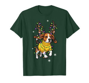 Dog Christmas Outfit, Beagle Reindeer Christmas Lights T-Shirt
