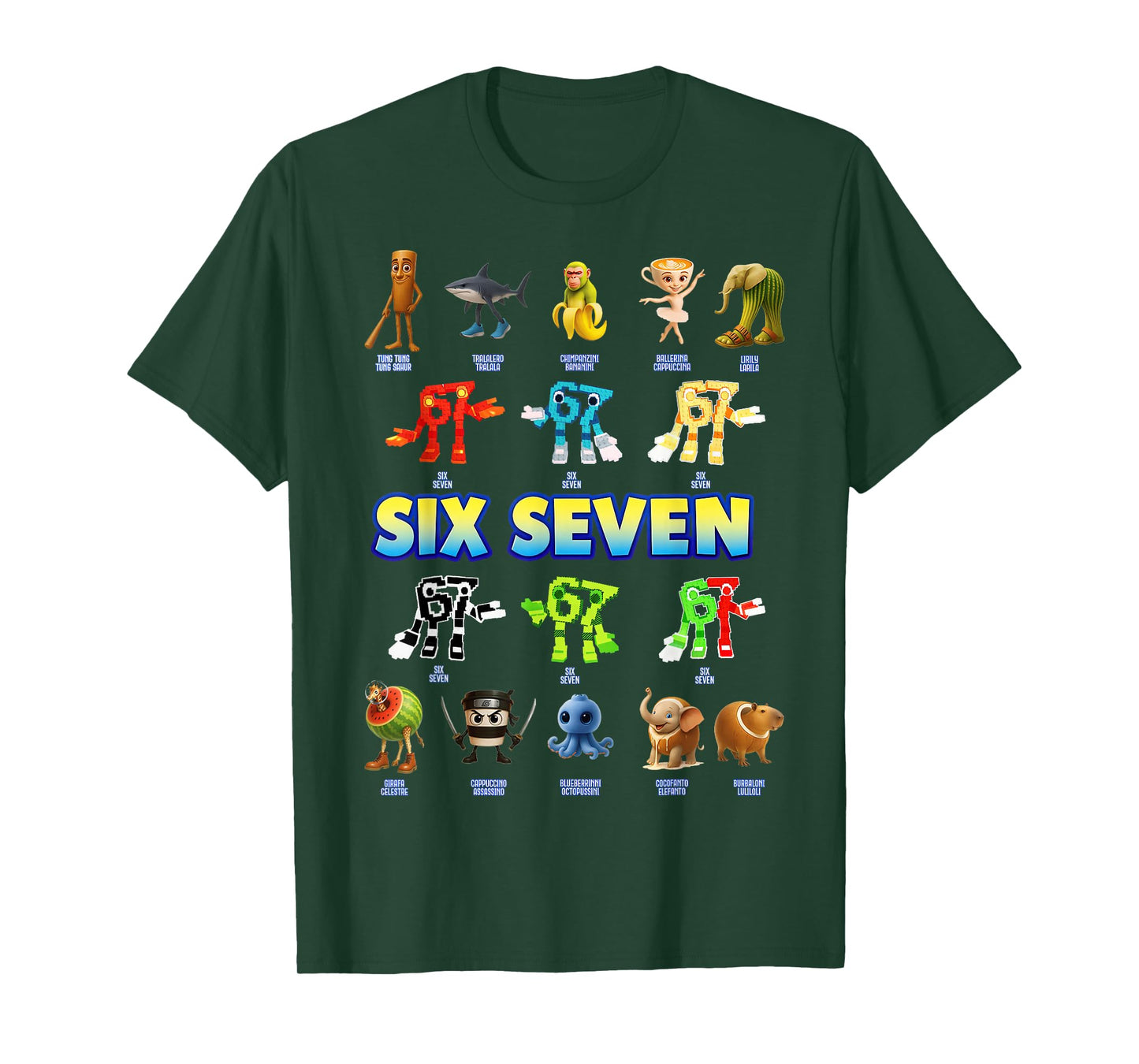 Funny Italian Brainrot Six Seven 67 Meme Gifts for Kids Boys T-Shirt