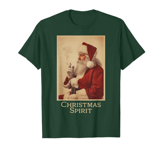 Christmas Spirit Funny Vintage Santa Smoking Christmas Xmas T-Shirt
