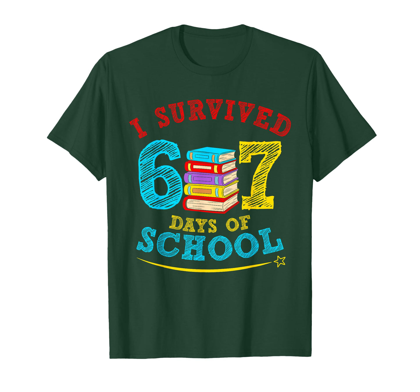 I Survived 67 Days of School Book Six Seven Students Teacher T-Shirt
