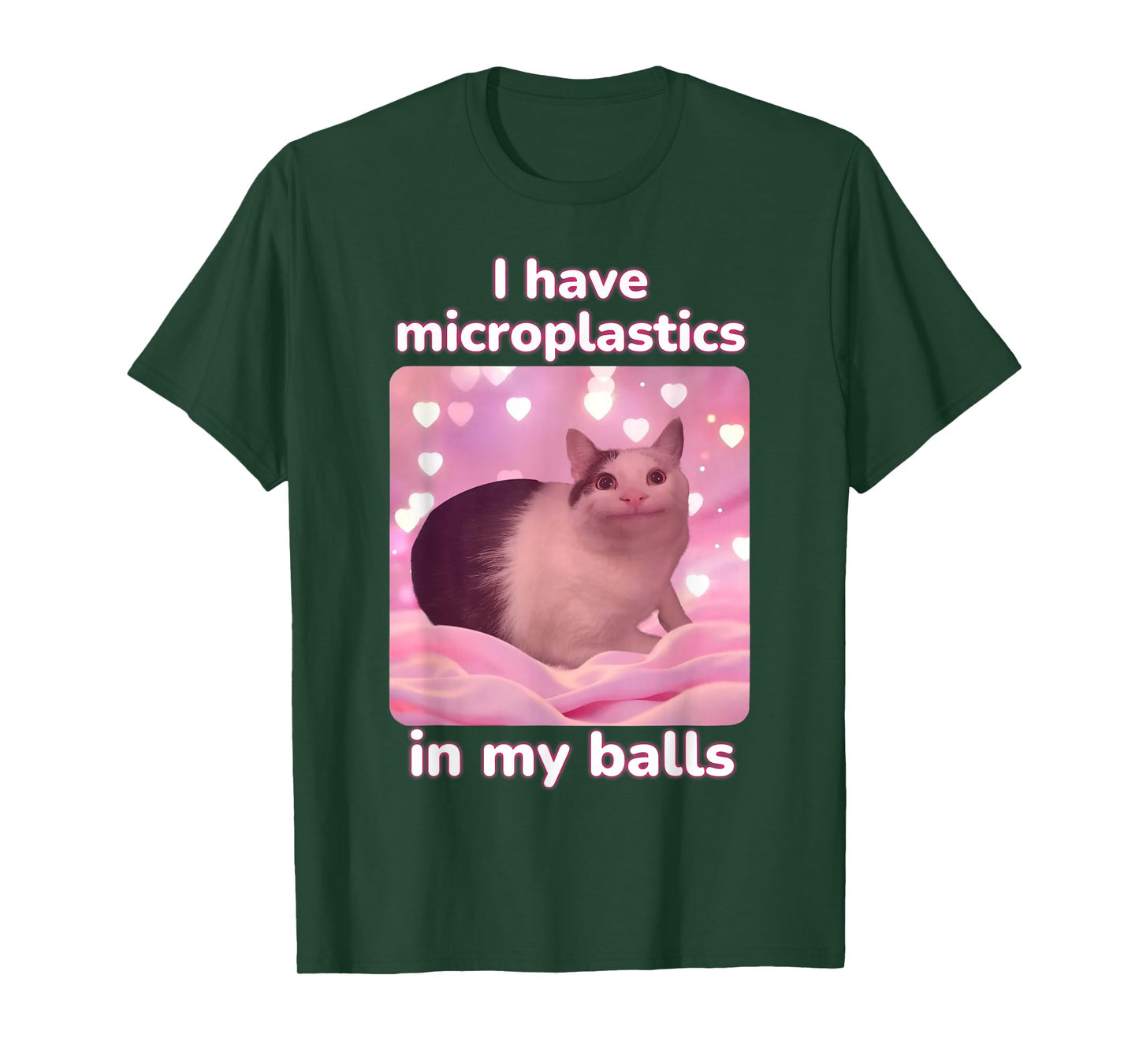 I Have Microplastics in My Balls Pink Cat Meme Dank Meme T-Shirt