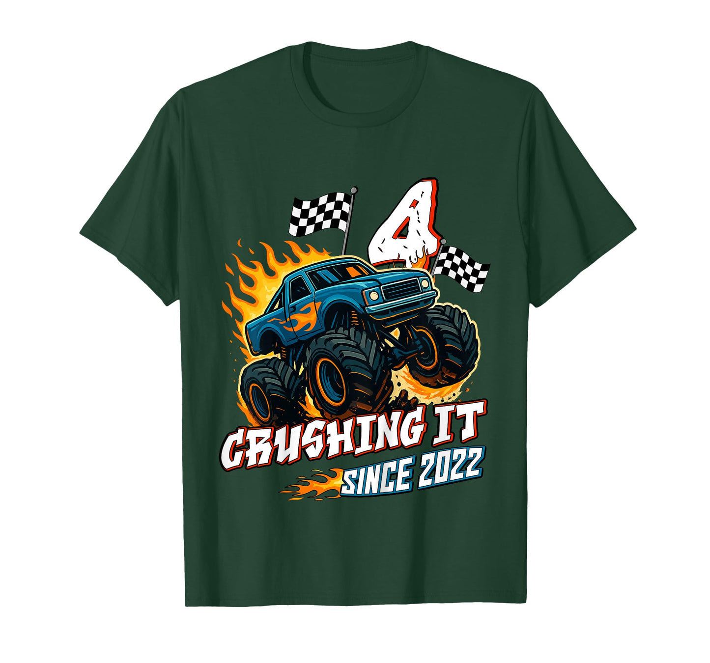 Birthday Monster Truck 4 Year Old Boys 4th Party Born 2022 T-Shirt