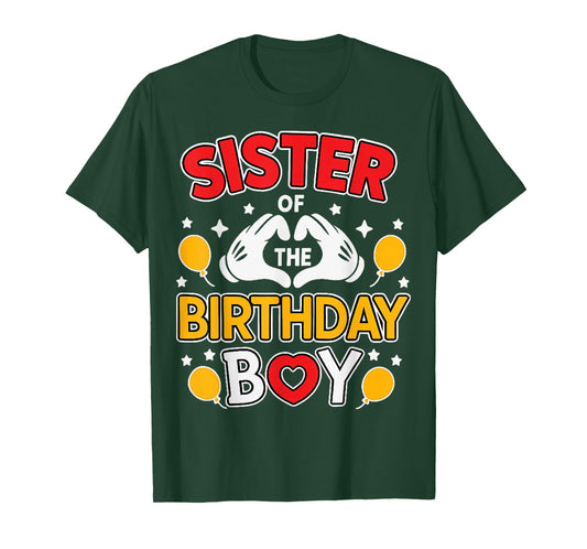 Sister of The Birthday Boy Family Matching Dad Mom T-Shirt