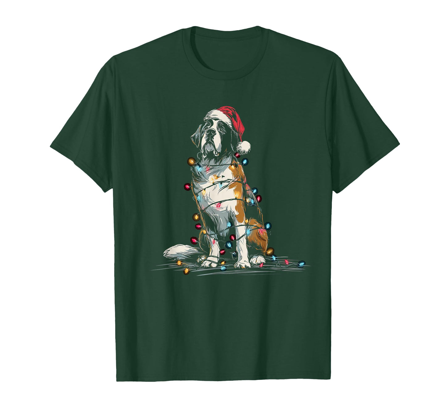 Funny St. Saint Bernard Christmas Graphics Dog Lights Lover T-Shirt