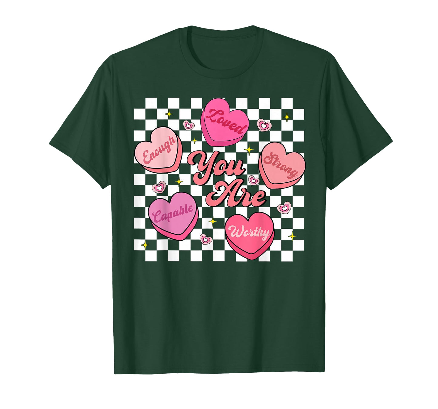 You are Enough Retro Hearts Valentine Men Women Kid T-Shirt