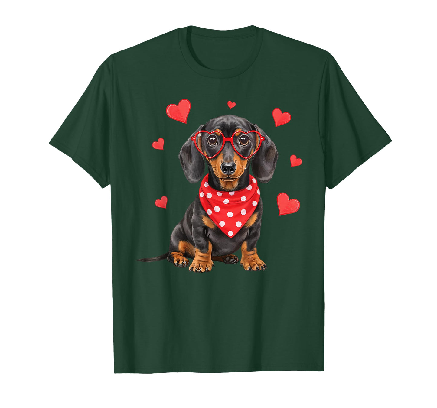 Dachshund Dog Valentines Day Cute Heart Glasses Dog Lovers T-Shirt