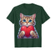 Cute Cat Holding Heart Sweet Love Valentine Illustration T-Shirt