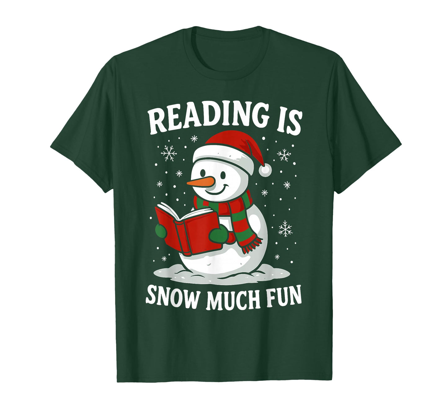 Funny Christmas Reading is Snow Much Snowman Book Lover T-Shirt