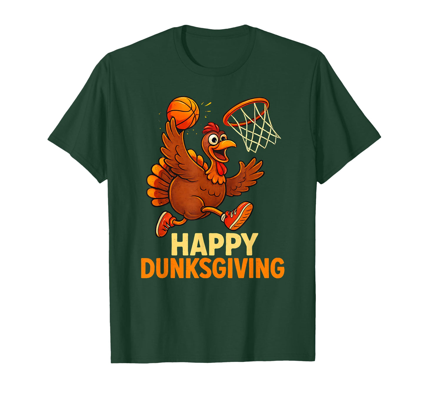 Funny Thanksgiving Happy Dunksgiving Basketball Turkey T-Shirt