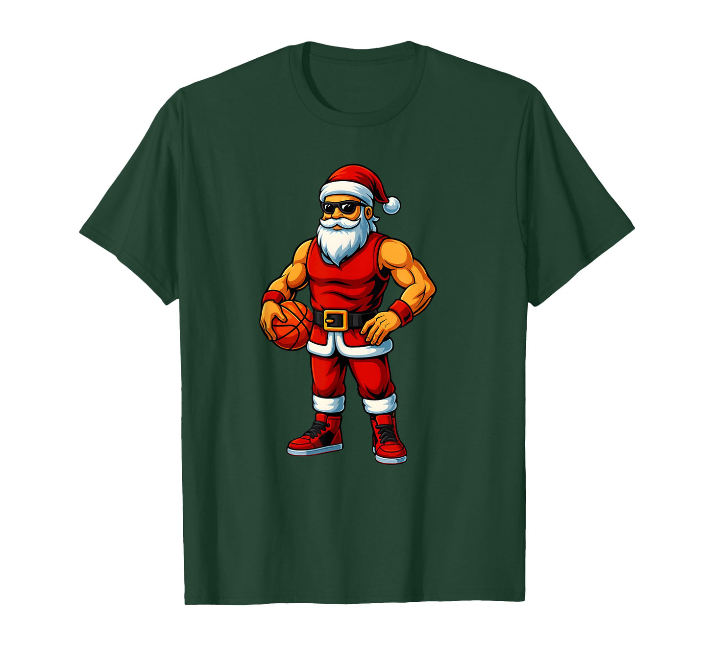 Santa Claus Dunking A Basketball Christmas Basketball Xmas T-Shirt