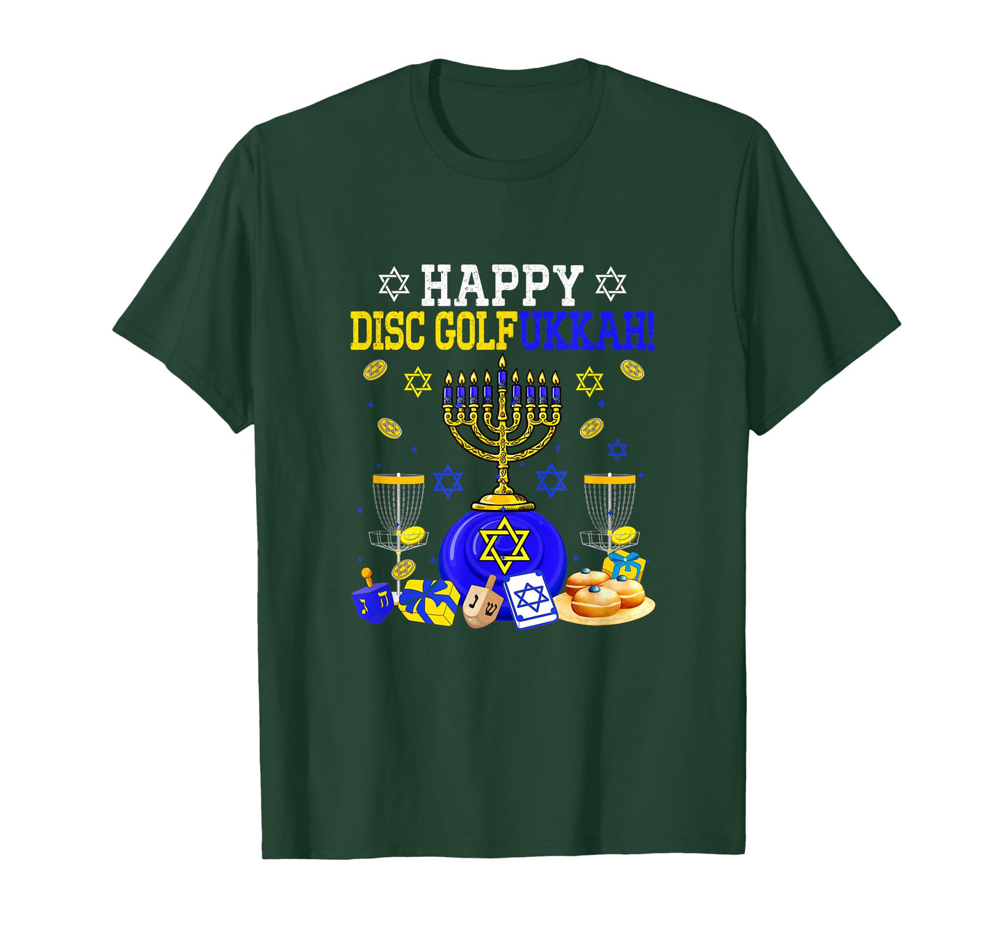 Happy Disc Golfukkah Disc Golf Player Fan Hanukkah Menorah T-Shirt