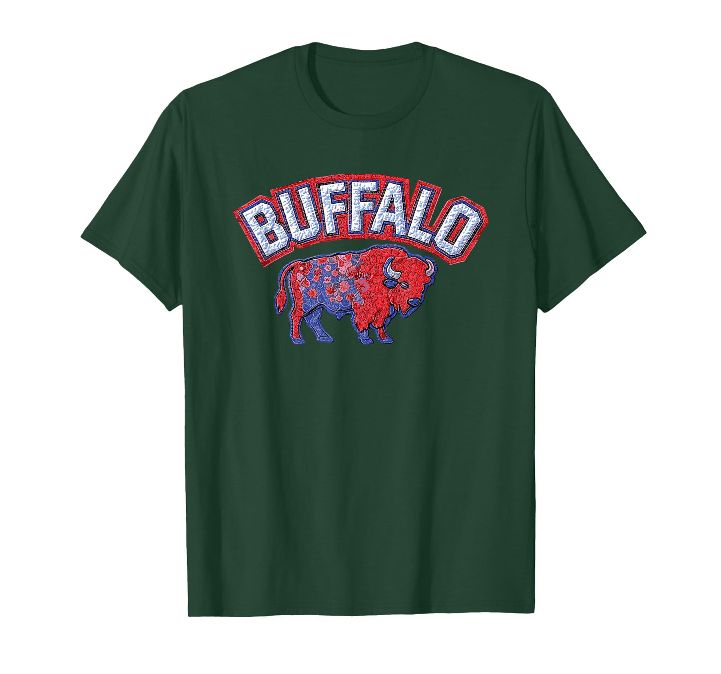 Buffalo - Bison Faux Patchwork Stitch Graphic 716 NY City T-Shirt
