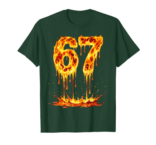 Funny Six Seven Lava 6 7 Meme Gen Alpha Slang Flames 67 Drip T-Shirt