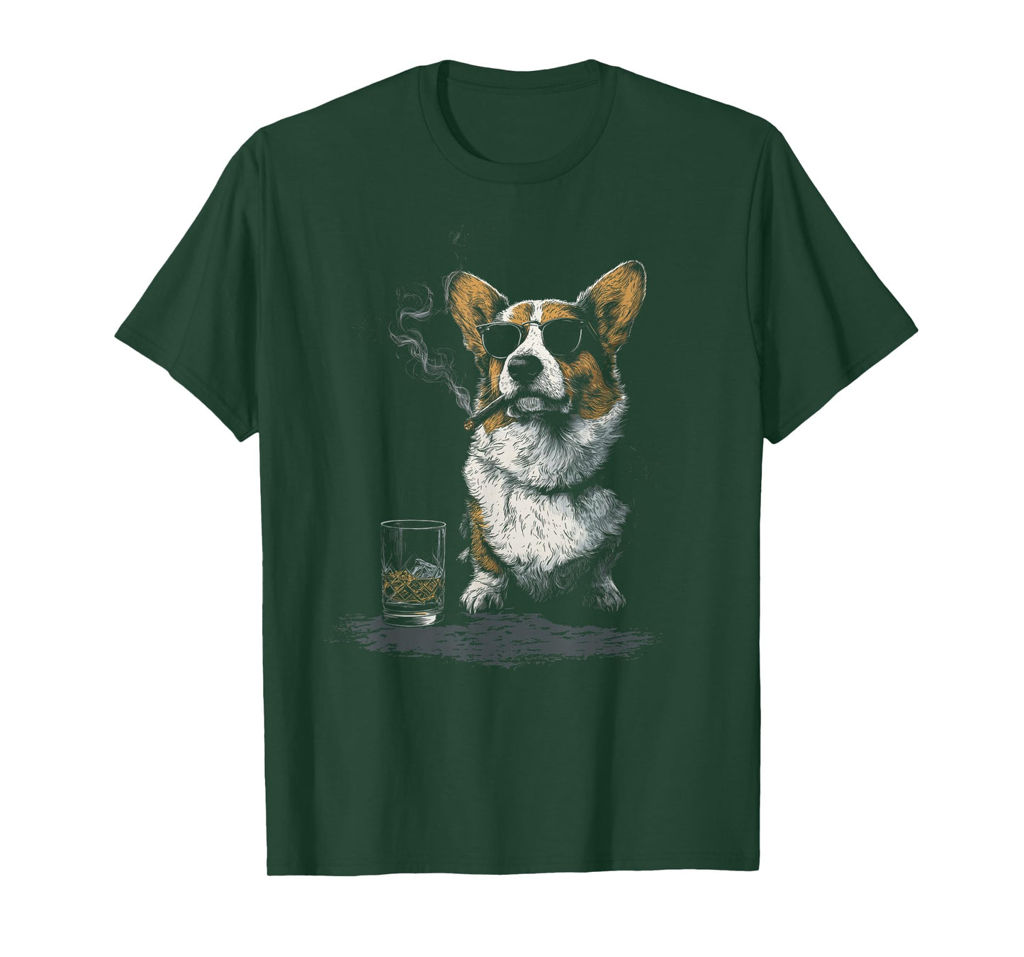 Corgi Smoking Cigar Whisky Lover Funny Dog T-Shirt