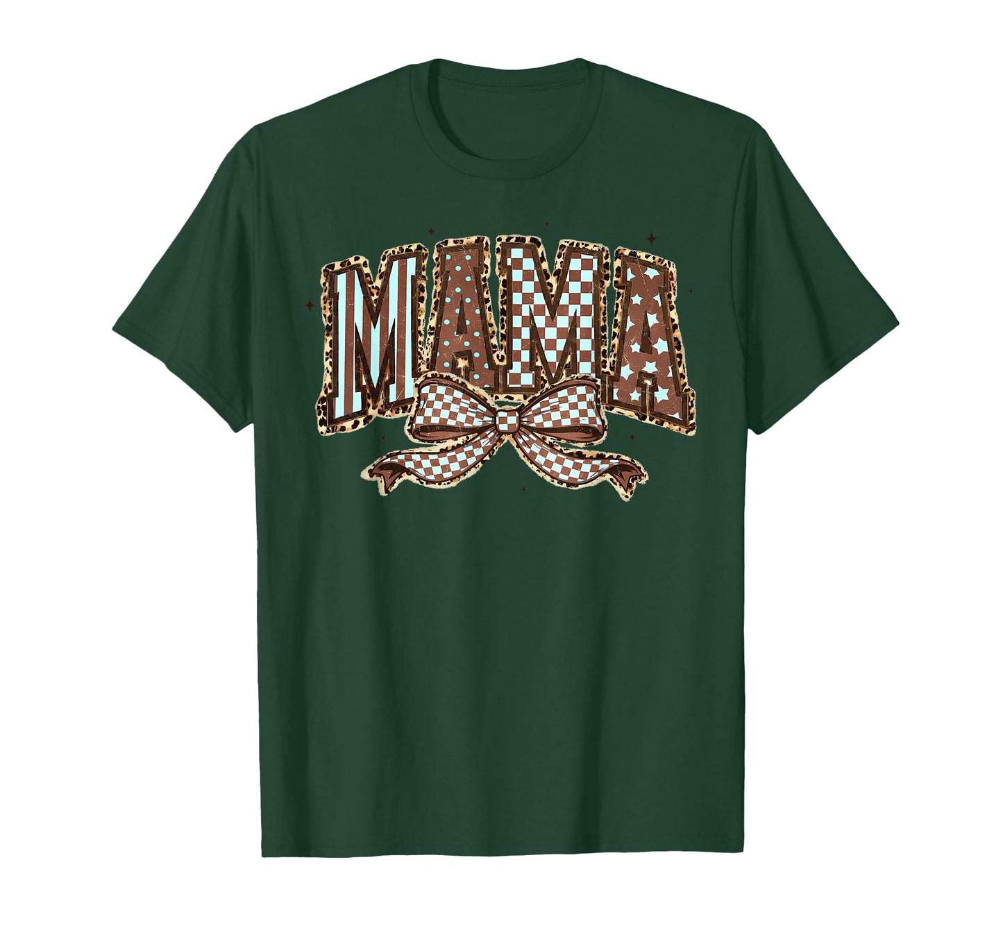 Leopard Mama Checkered for Women Mom Momma Mother’s Day T-Shirt