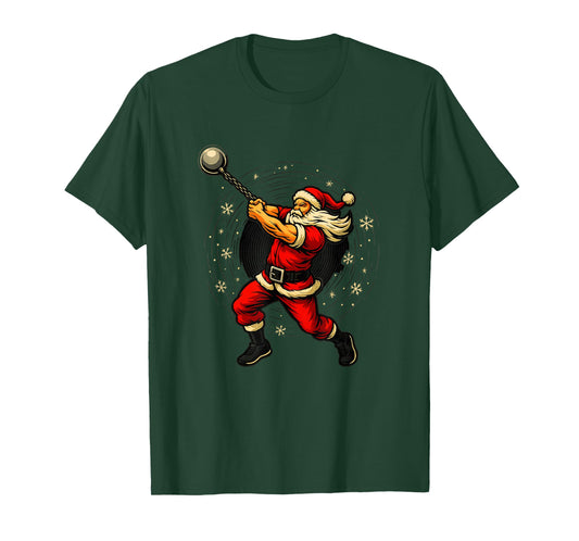 Santa Wrecking Ball Christmas Gym Fitness Humor T-Shirt