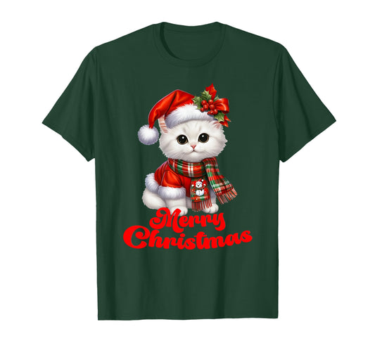 Cat Merry Christmas Kitten Meowy Cat Lover Xmas T-Shirt