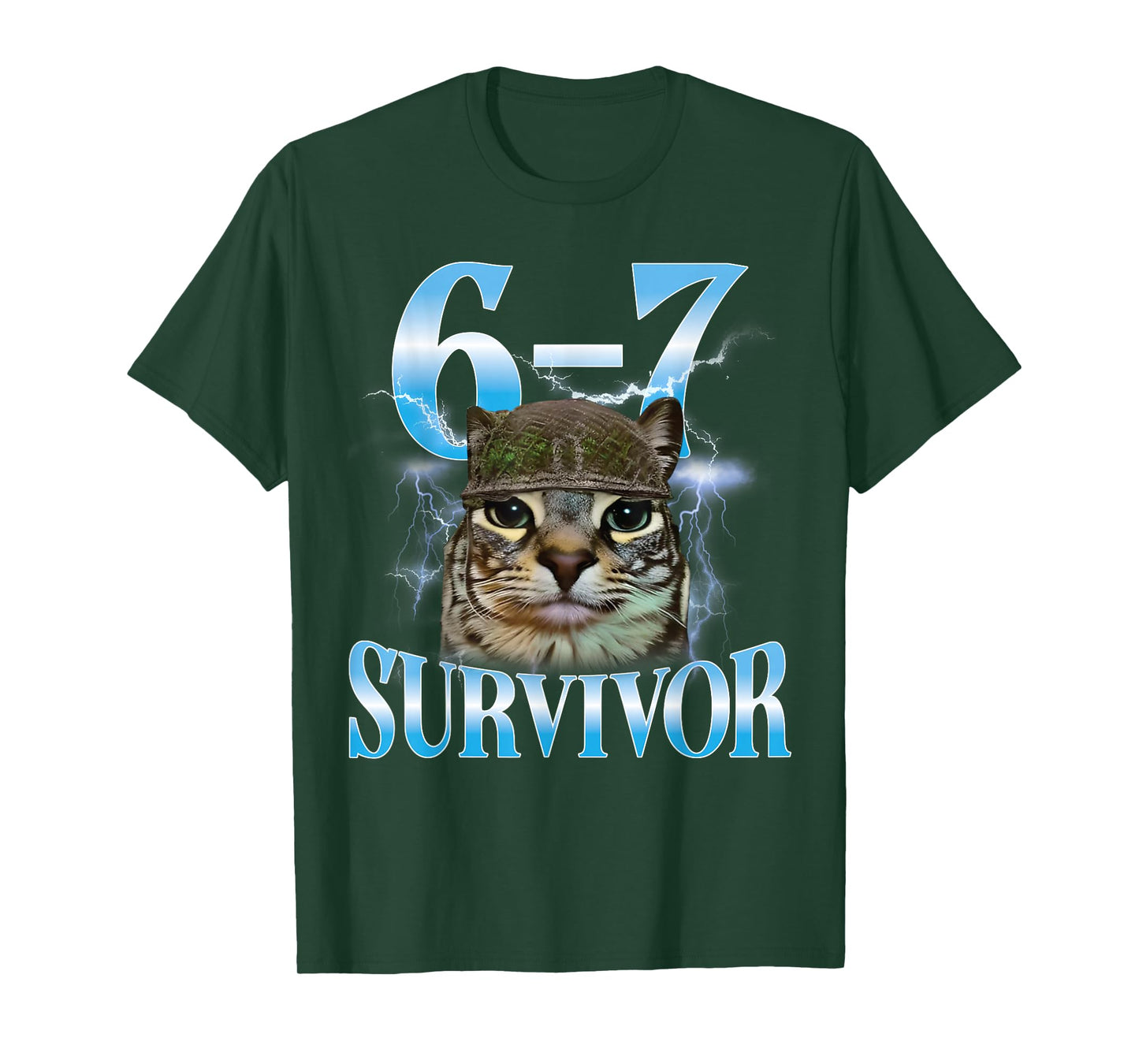 Funny Saying 67 Cats Tummy Ache Survivor Cat Meme Six Seven T-Shirt