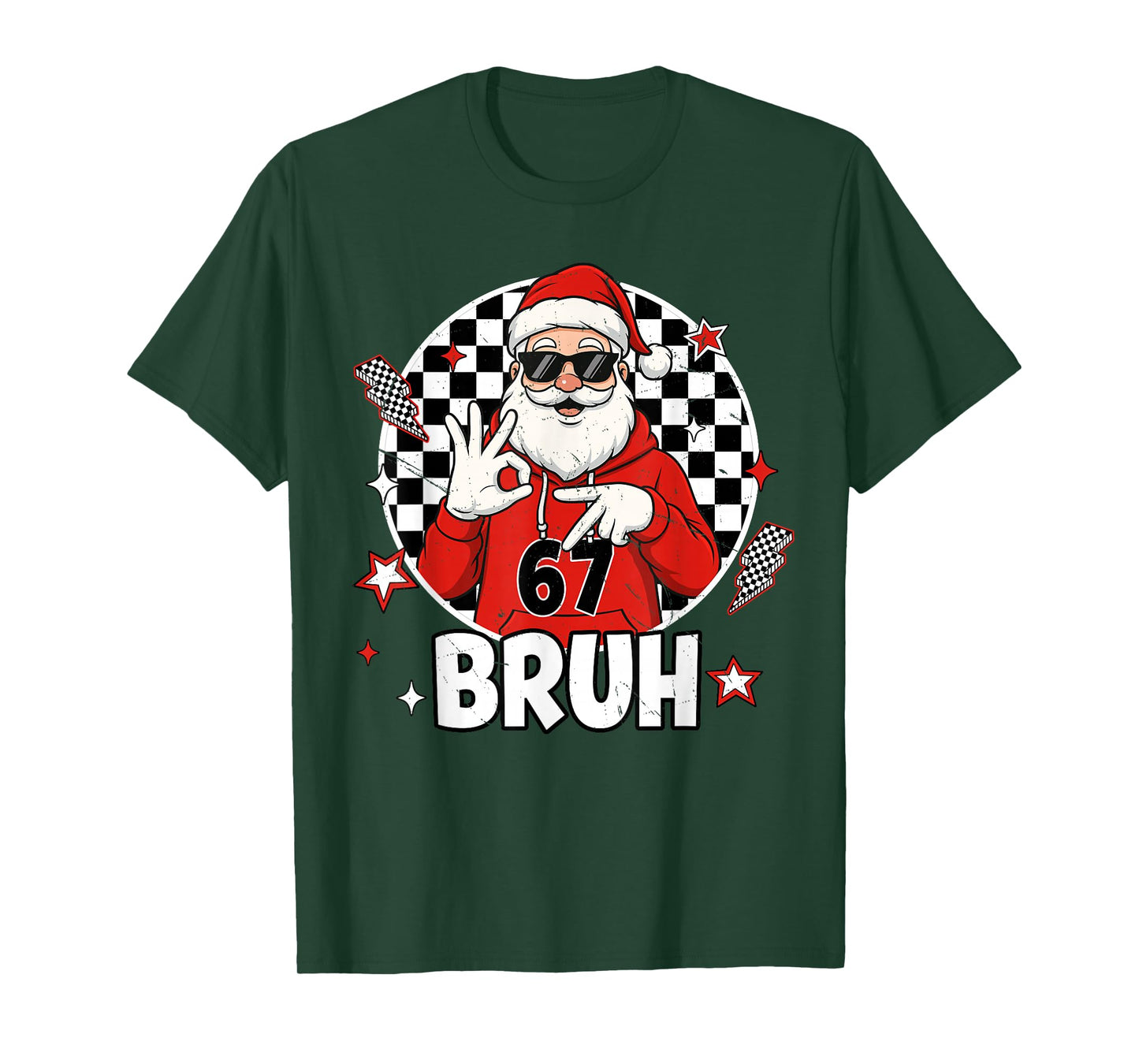 Funny 67 Meme Six Seven Christmas Bruh Santa Kids Boys Men T-Shirt