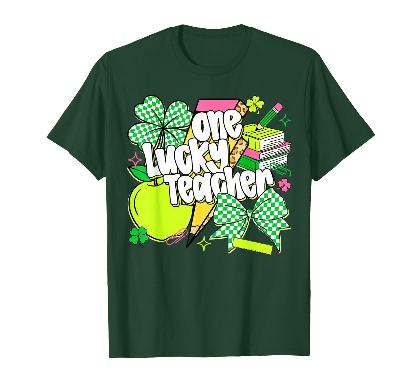 One Lucky Teacher St Patrick's Day Coquette T-Shirt