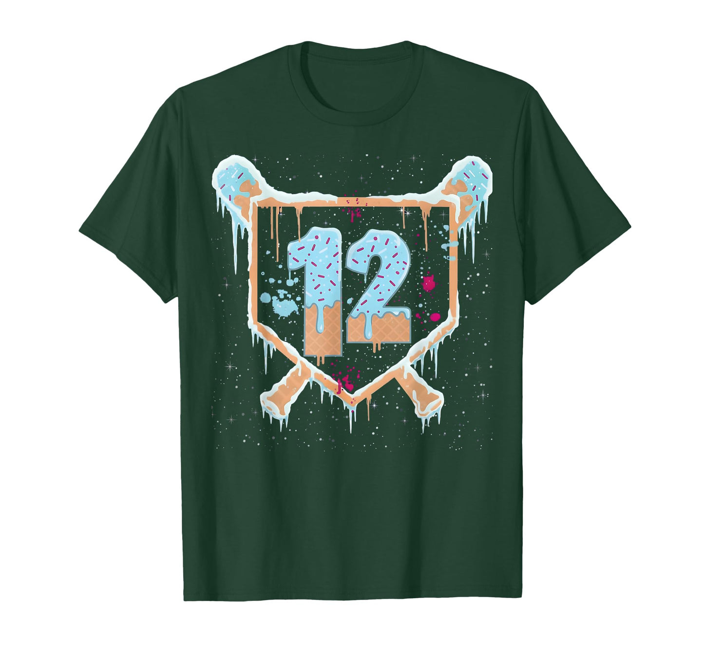 Baseball 12 Year Old Ice Cream Drip 12th Birthday Boys T-Shirt