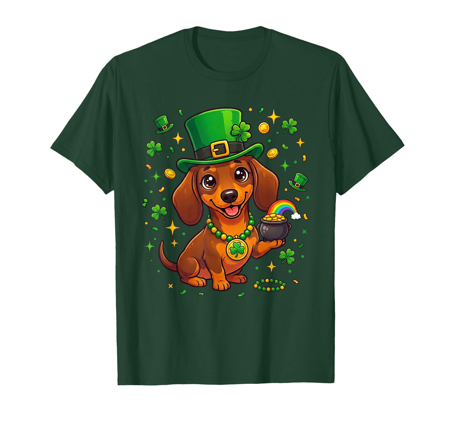 Dachshund St Patrick's Shamrock Lucky Celtic Wiener Dog T-Shirt