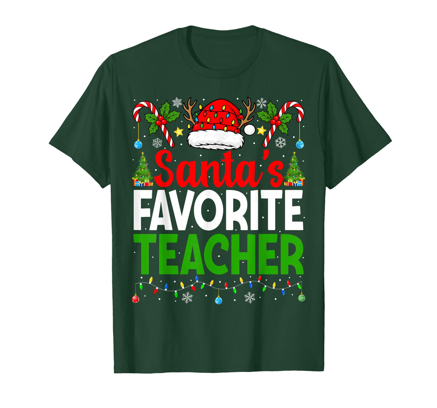 Santa's Favorite Teachers Christmas Funny Christmas Teacher T-Shirt