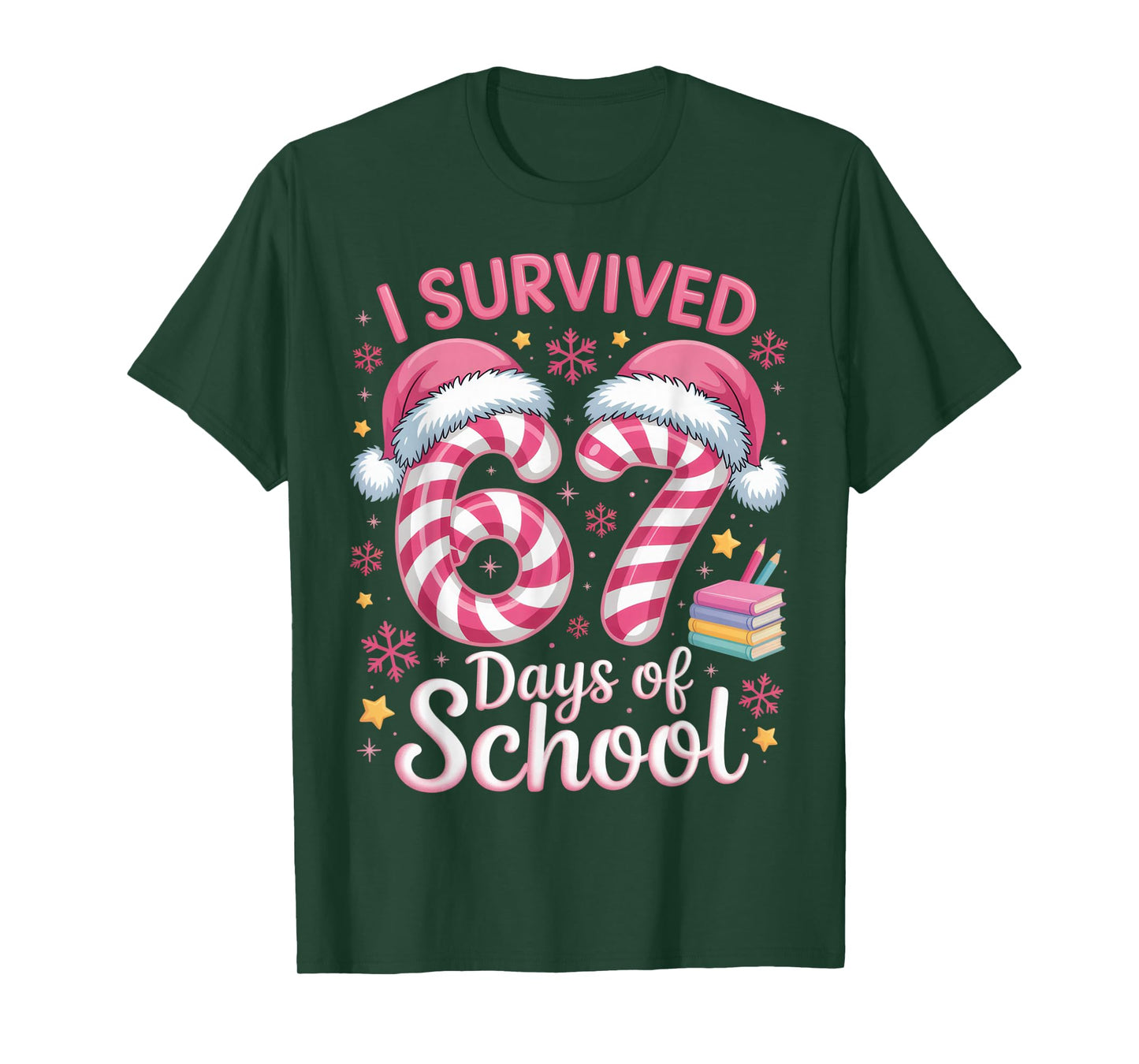 I Survived 67 Days of School Funny Student Winter Holiday T-Shirt