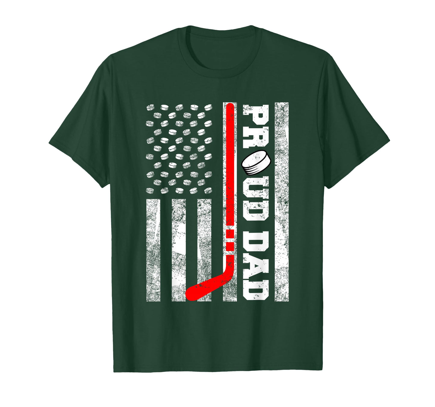 Proud Dad American Distressed Flag Funny Hockey Dad T-Shirt