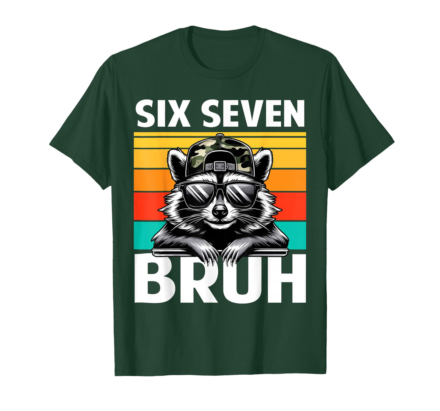 Funny 67 Meme Boys Kids Camo Hat Six Seven Bruh Raccoon T-Shirt