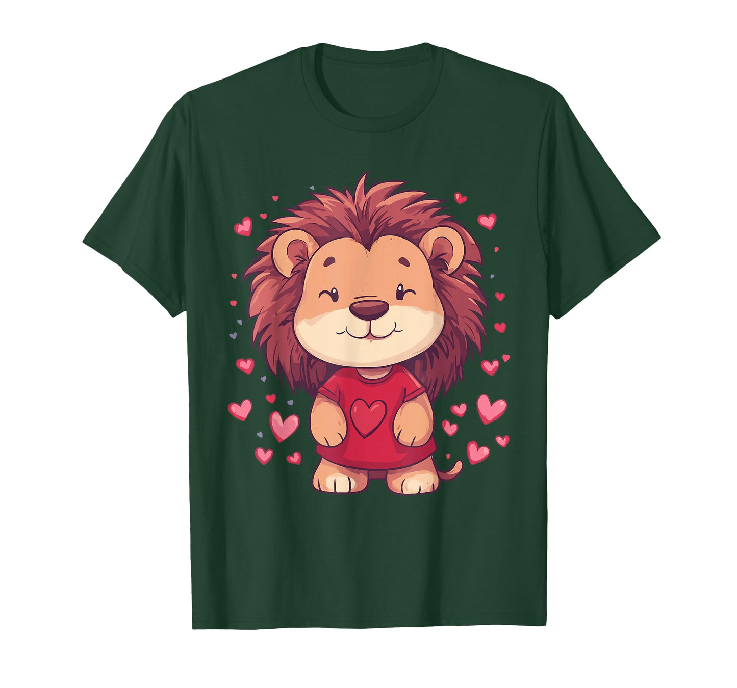 Lion Lover Heart Girls Valentine’s Day Women Lion T-Shirt