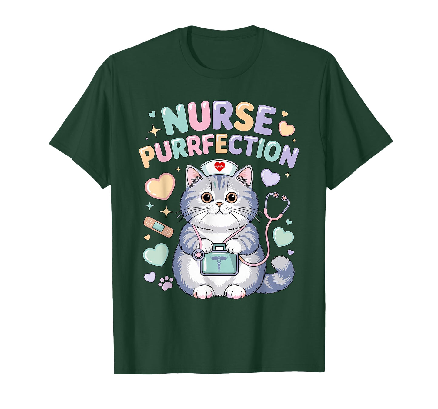 Funny Nurse Cat Pun Purrfection Kitten Lover Cute Nursing T-Shirt