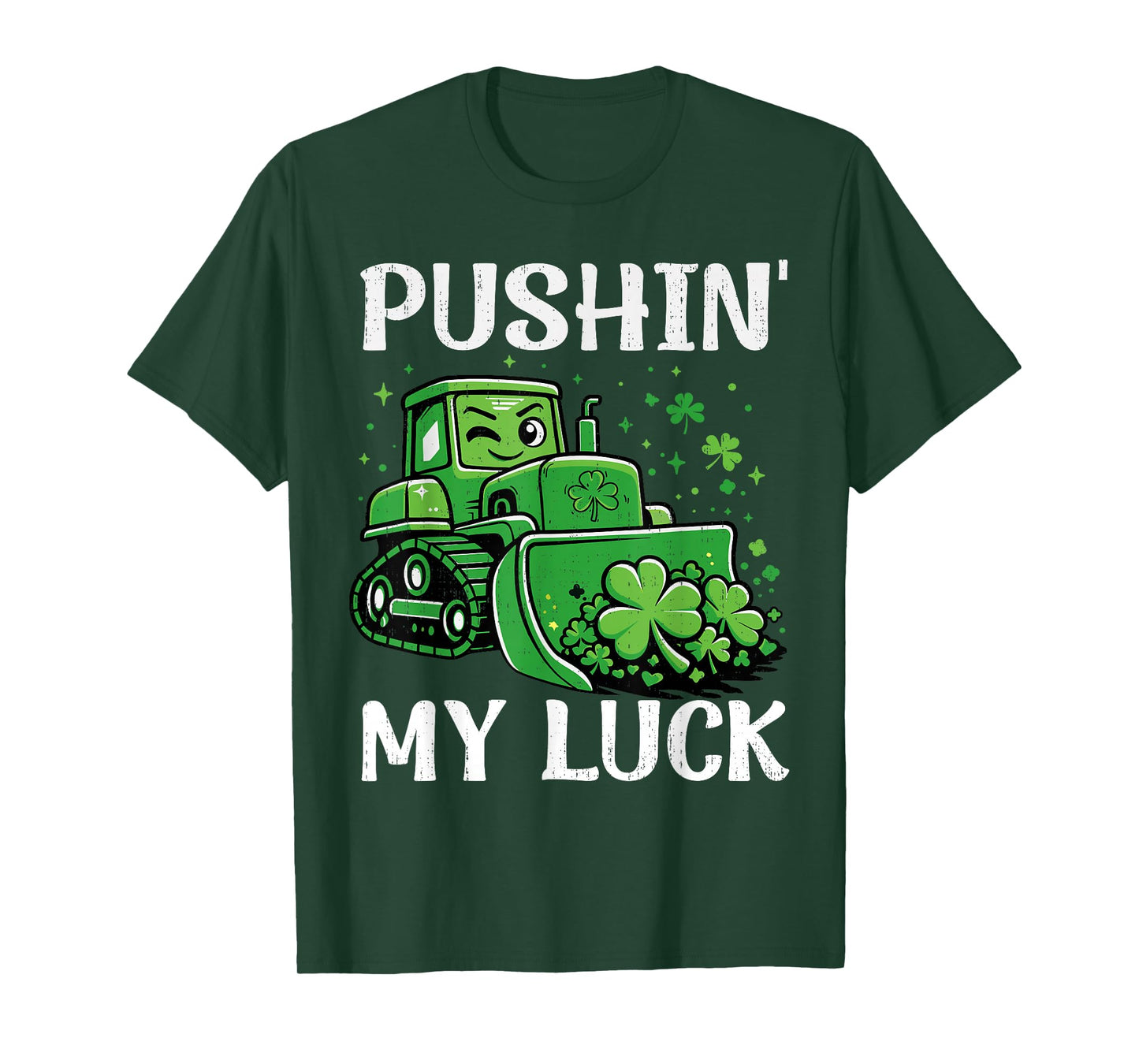 Pushin Luck Bulldozer St Patricks Day for Boys Kids Toddler T-Shirt