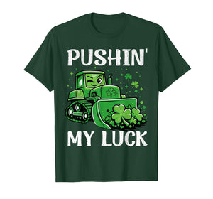 Pushin Luck Bulldozer St Patricks Day for Boys Kids Toddler T-Shirt