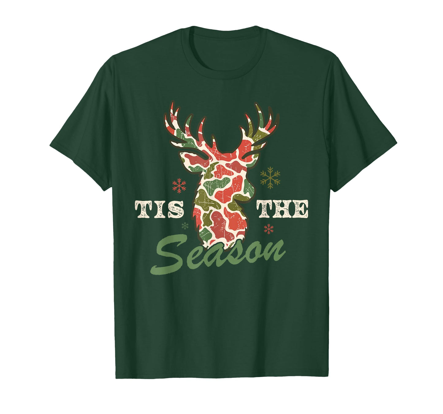 Christmas Camo Holiday Hunting Reindeer Deer Xmas Lights T-Shirt