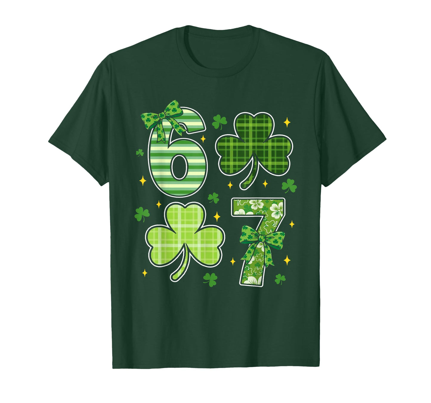 Coquette Bow Shamrock 67 St Patricks Day 6 7 Meme 67 Girls T-Shirt