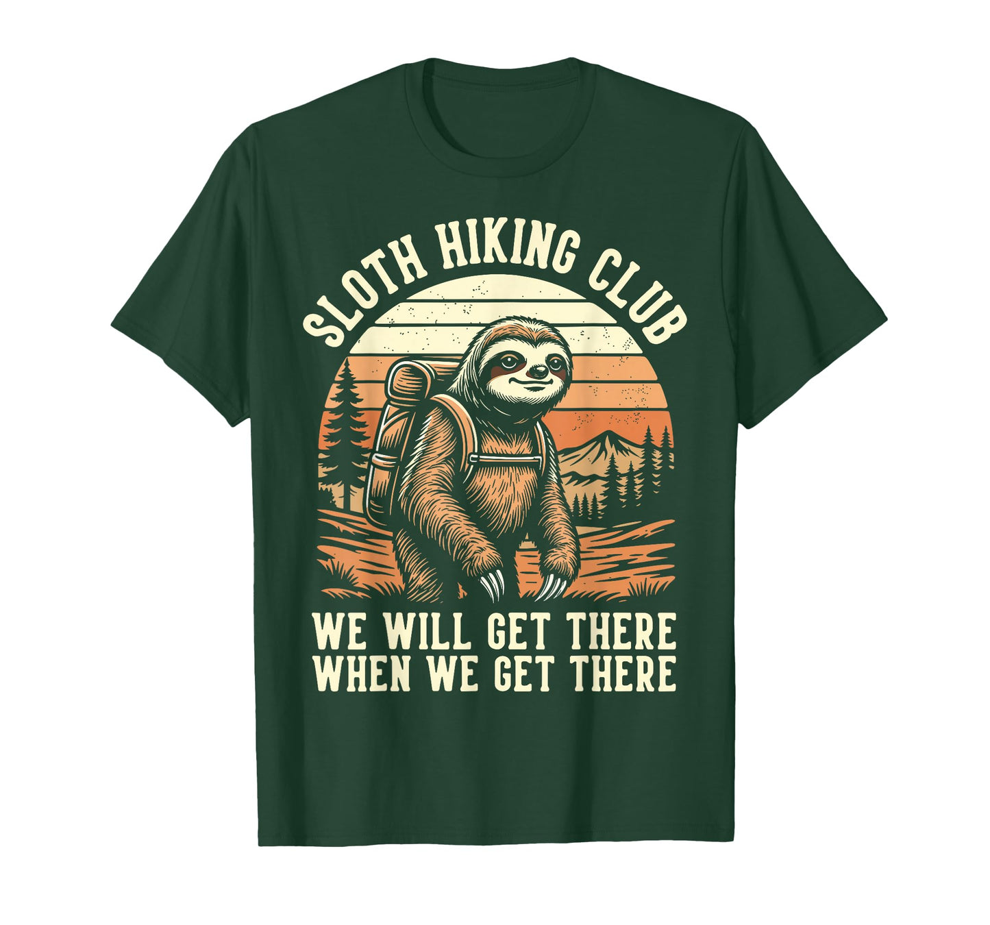 Funny Sloth Hiking Club Outdoor Hiker Men Women Vintage T-Shirt