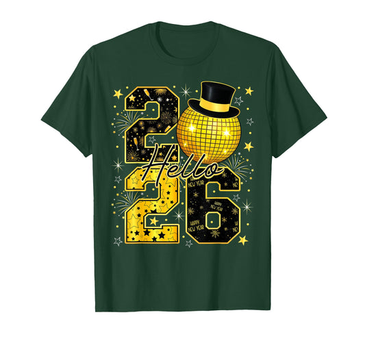 Happy New Year Hello 2026 Disco Ball New Year's Eve Family T-Shirt