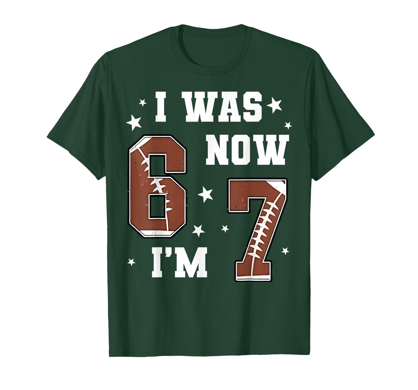 I was 6 Now I'm 7 Year Old Football Theme 7th Birthday Boy T-Shirt