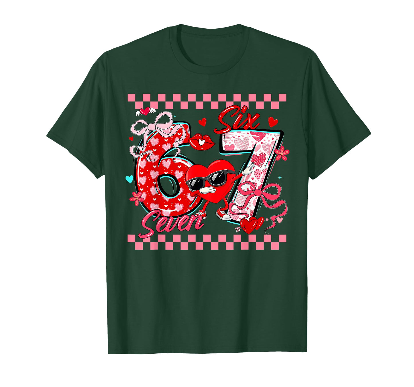 Valentine 67 Six Seven Meme Dabbing Hearts Matching Couple T-Shirt