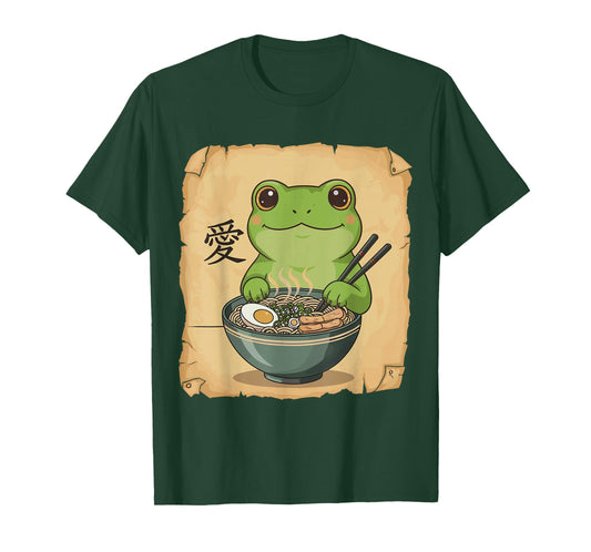 Ramen Frog Noodle Kawaii Lover Japanese Funny Graphic T-Shirt