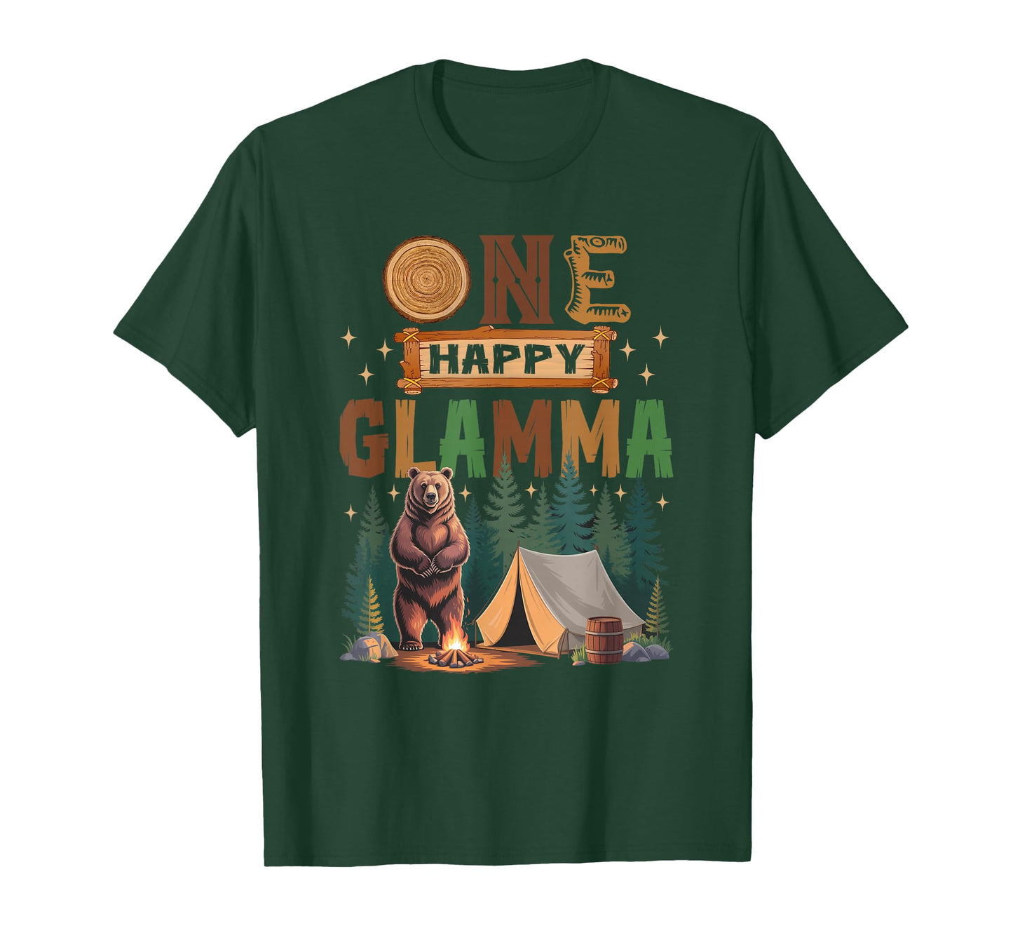 One Happy Glamma Camper 1St Birthday Camping Bear T-Shirt
