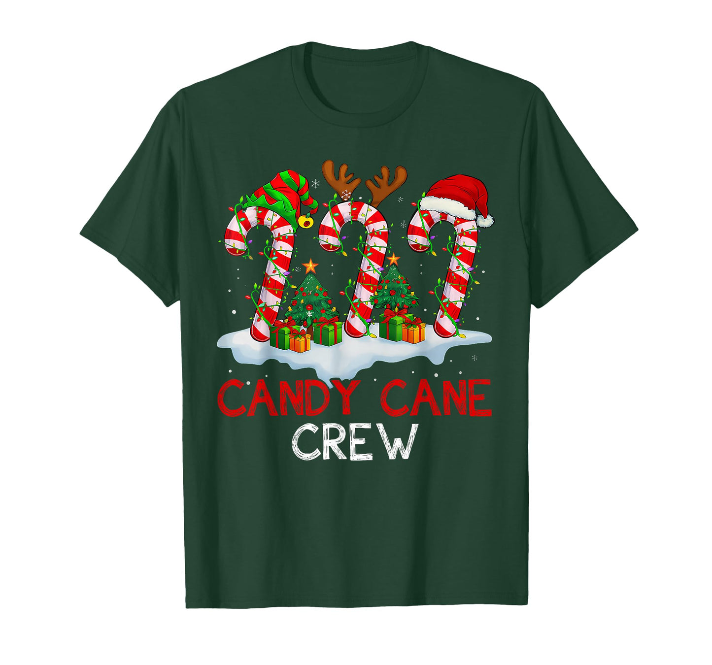 Candy Cane Crew Shirt Adult Men Women Kids Christmas Pajamas T-Shirt