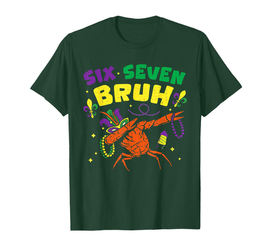Mardi Gras Six Seven Bruh Crawfish Jester Beads 67 Meme Boys T-Shirt